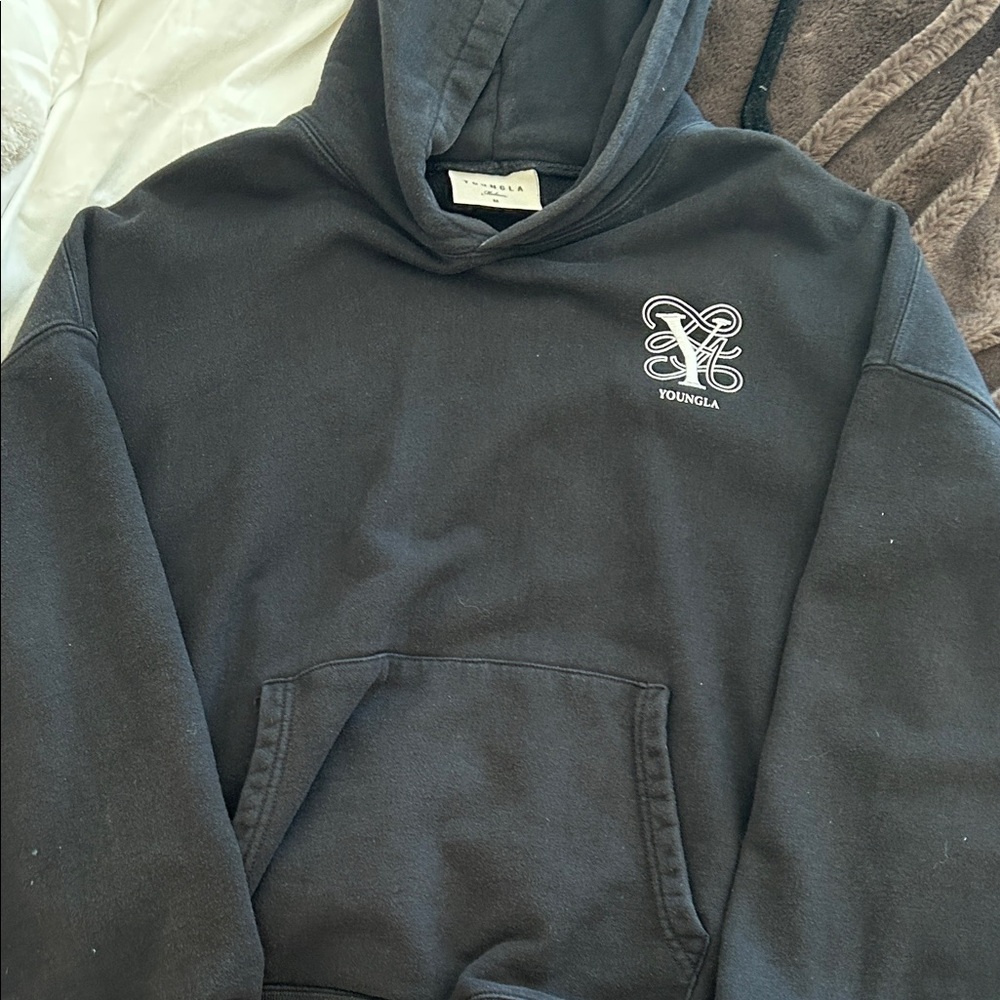 YoungLA Charcoal Hoodie with Logo